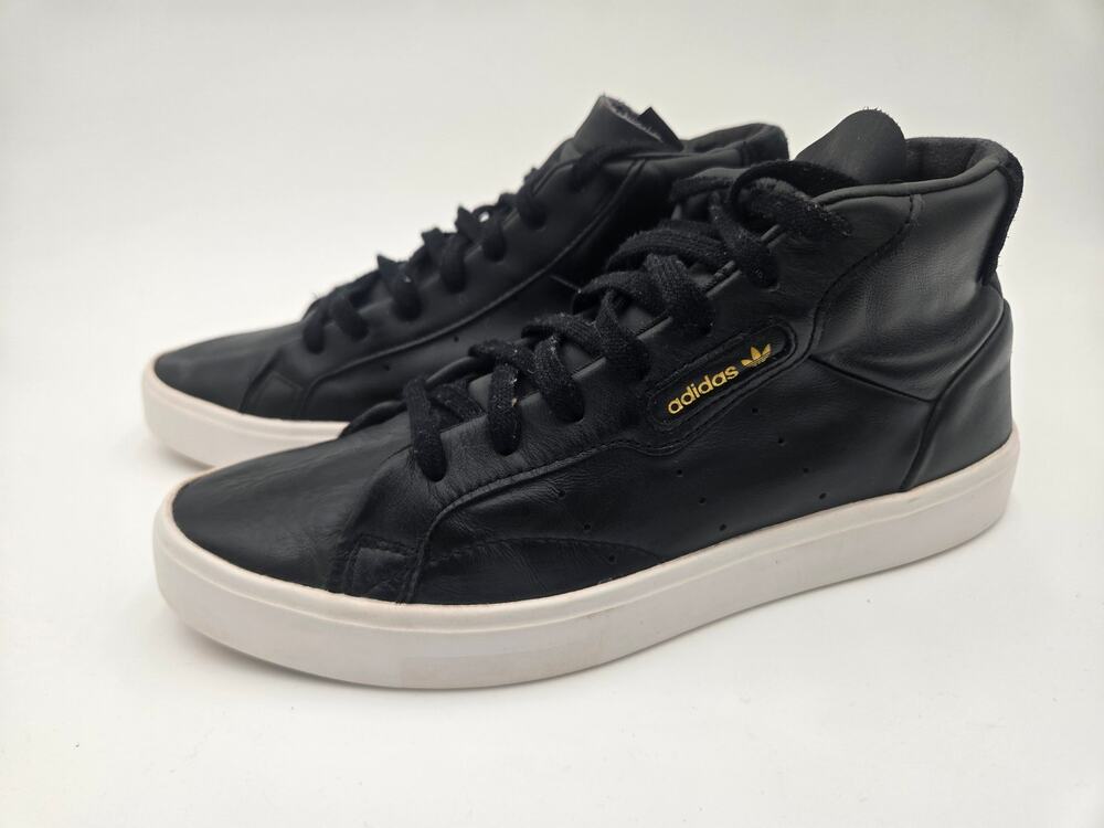 Adidas Sleek Mid Black White Womens 8 Leather Sneakers